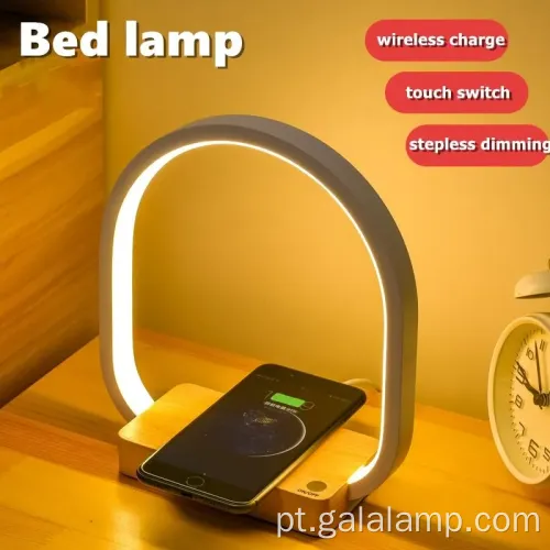 Lâmpada de cabeceira do sensor de toque moderno com carregador sem fio